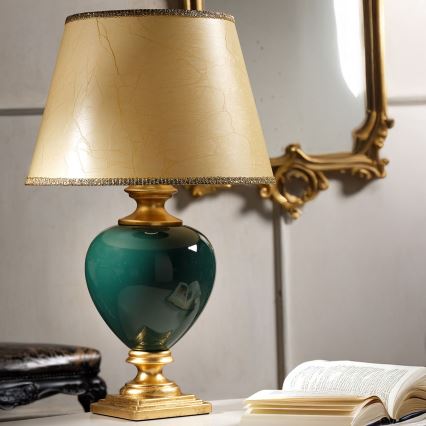 ONLI - Lámpara de mesa AMADEUS 1xE27/15W/230V 72 cm verde/dorado