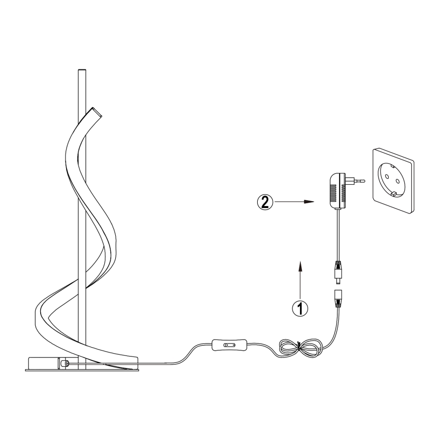 ONLI - Lámpara de mesa LED TWIST LED/12W/230V 4000K 40 cm negro