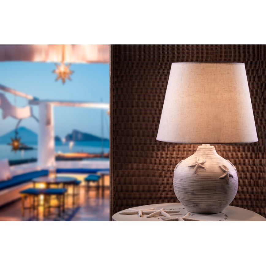 ONLI - Lámpara de mesa MARINA 1xE27/22W/230V beige/ blanco 60 cm