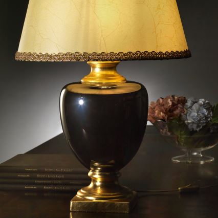 ONLI - Lámpara de mesa MOZART 1xE27/22W/230V, negro/dorado, 67 cm