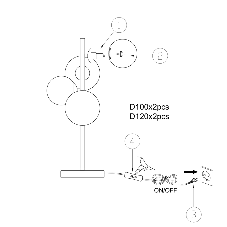 ONLI - Lámpara de mesa PALOMA 4xG9/10W/230V 48 cm dorado