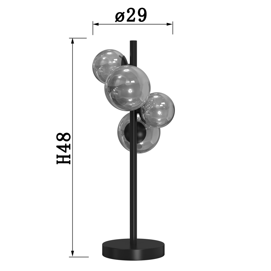ONLI - Lámpara de mesa PALOMA 4xG9/10W/230V 48 cm negro/ahumado