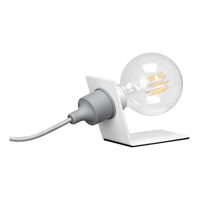 ONLI - Lámpara de mesa WIRE 1xE27/15W/230V 10 cm gris/blanco