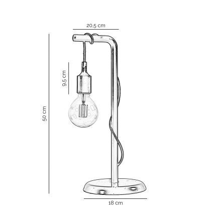 ONLI - Lámpara de mesa WIRE 1xE27/15W/230V 50 cm negro