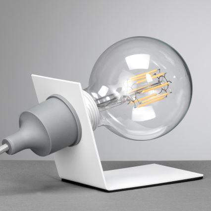 ONLI - Lámpara de mesa WIRE 1xE27/15W/230V 9 cm gris/blanco