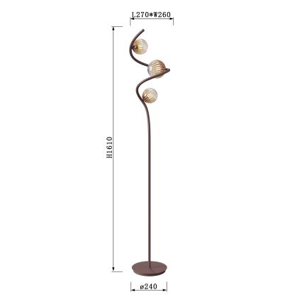 ONLI - Lámpara de pie FRIDA 3xG9/10W/230V cobre