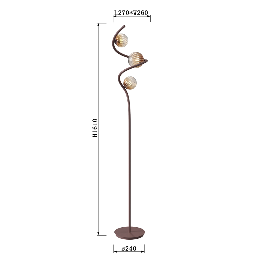 ONLI - Lámpara de pie FRIDA 3xG9/10W/230V cobre