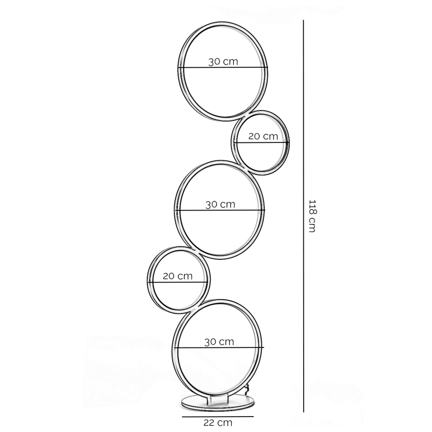 ONLI - Lámpara de pie LED RINGS LED/58W/230V 4000K negra