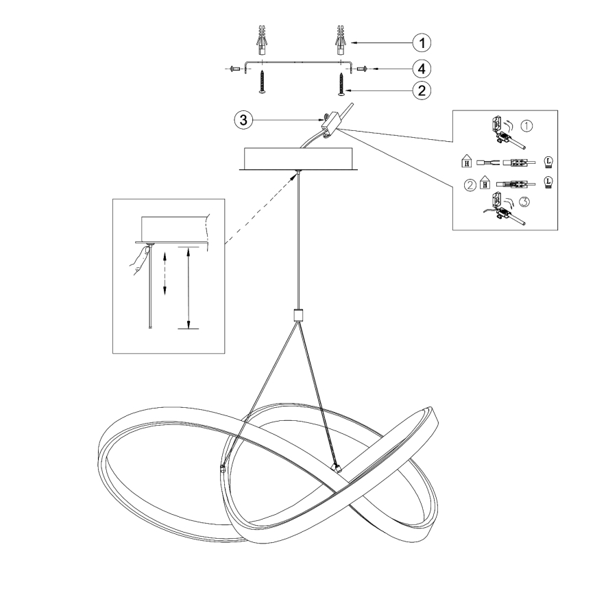 ONLI - Lámpara LED colgante LOOP LED/40W/230V 4000K cromo brillante