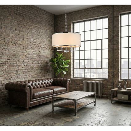 Open Design OR80209 - Lámpara de araña con cadena CASA 3xE14/12W/230V color crema/cromo brillante