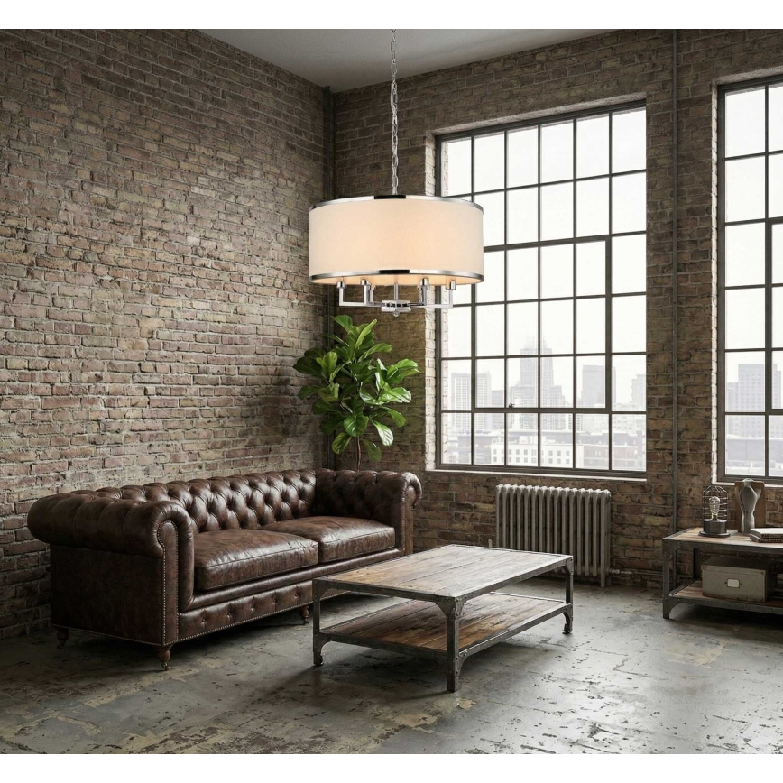 Open Design OR80209 - Lámpara de araña con cadena CASA 3xE14/12W/230V color crema/cromo brillante