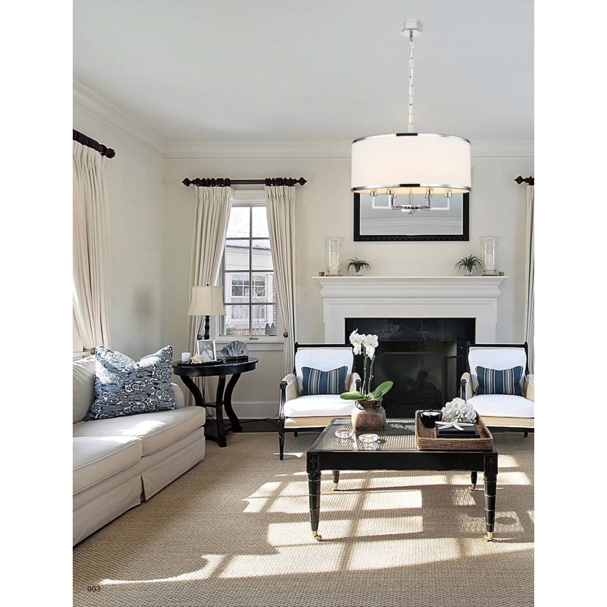 Open Design OR80216 - Lámpara colgante con cadena CASA 6xE14/15W/230V crema/cromo brillante