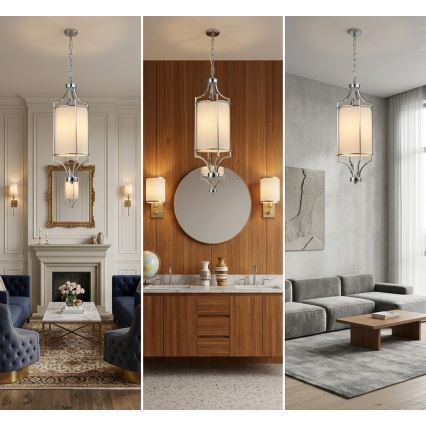 Open Design OR80551 - Lámpara colgante con cadena LUNGA 1xE27/15W/230V cromo brillante/blanco