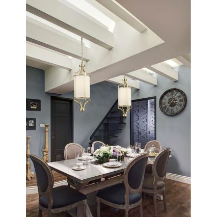 Open Design OR80568 - Lámpara colgante con cadena LUNGA 1xE27/15W/230V latón/blanco