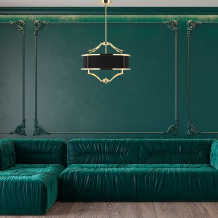 Open Design OR84160 - Lámpara de techo con varilla STESSO 4xE27/15W/230V Ø 55 cm oro/negro