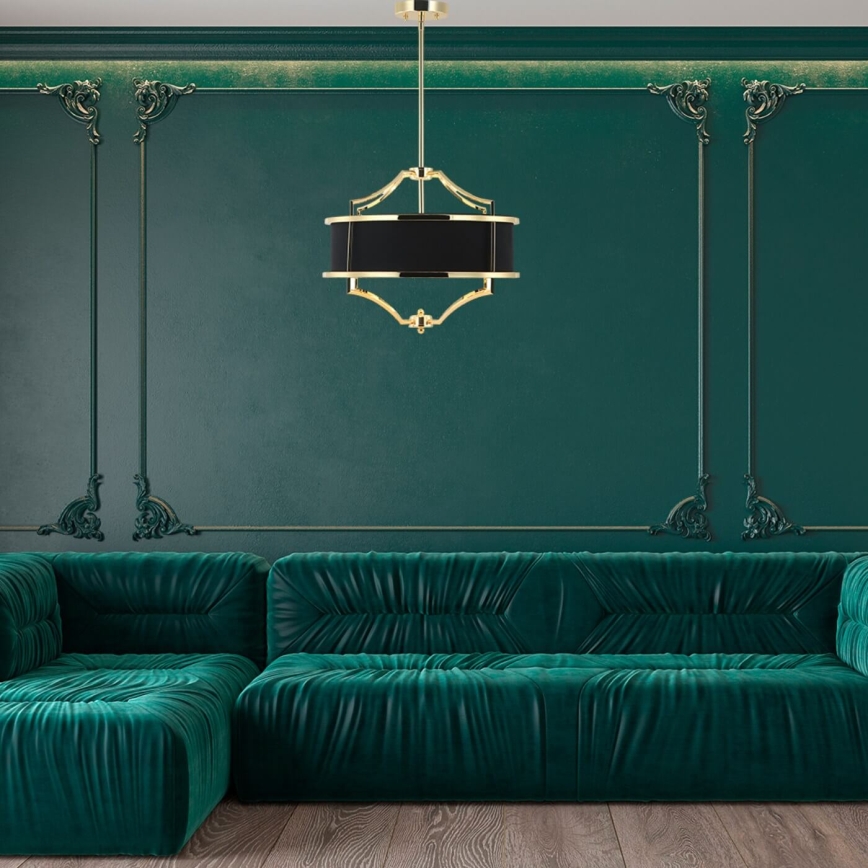 Open Design OR84160 - Lámpara de techo con varilla STESSO 4xE27/15W/230V Ø 55 cm oro/negro