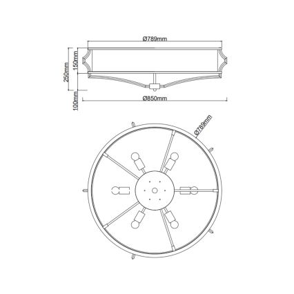 Open Design OR84443 - Lámpara de techo STESSO 6xE27/12W/230V Ø 85 cm latón/blanco