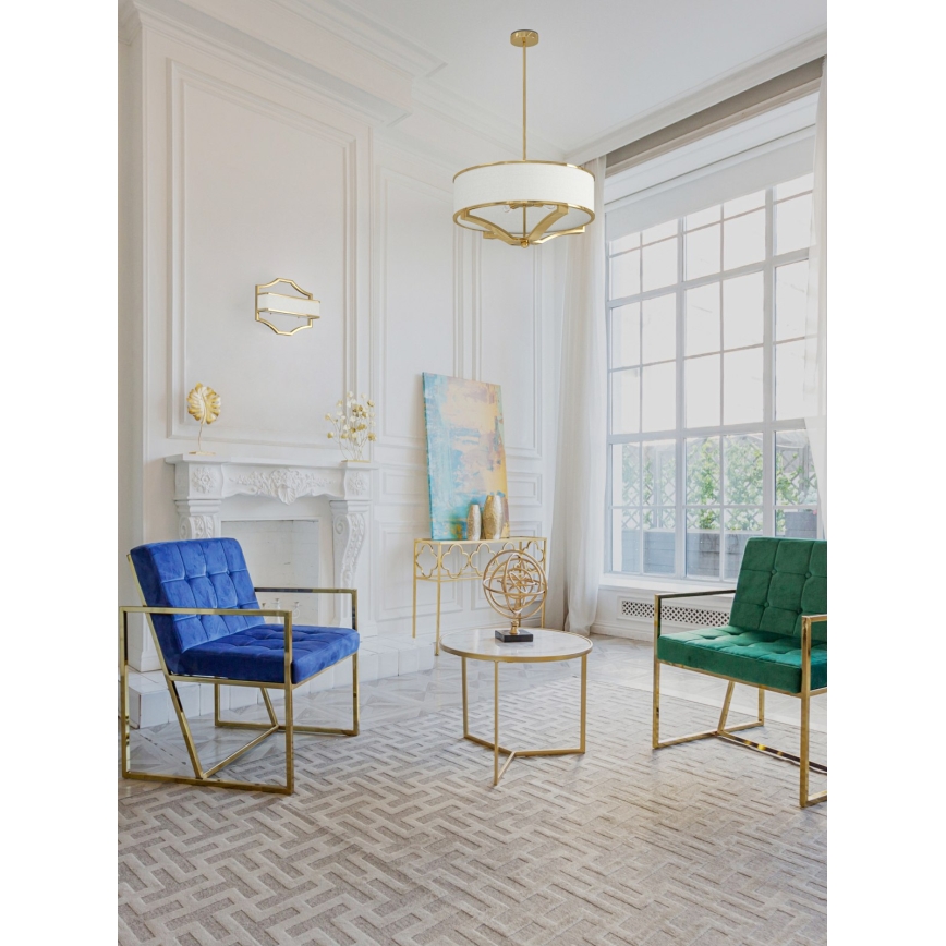 Open Design OR84825 - Lámpara colgante con varilla GERDO 4xE27/12W/230V dorada/blanca