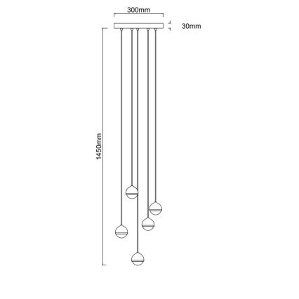 Open Design OR85518 - Lámpara colgante LED con cable BOLICINA 5xLED/5W/230V dorado/negro