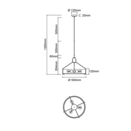 Open Design OR85648 - Lámpara colgante en varilla DORETTO 4xE27/15W/230V Ø 50 cm marrón/beige
