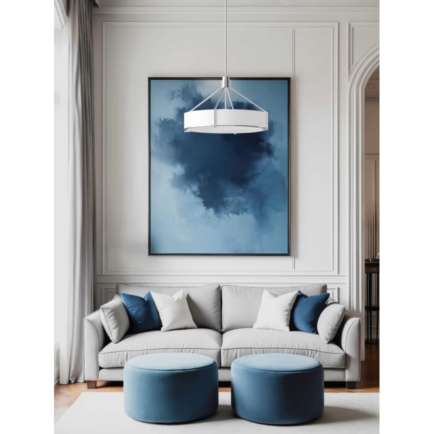 Open Design OR85655 - Lámpara colgante con barra DORETTO 6xE27/15W/230V Ø 70 cm cromo mate/blanco