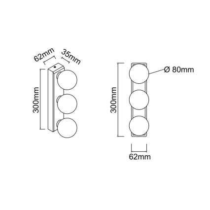 Open Design OR85709 - Aplique de pared para baño MERINO, 3x G9/8W/230V, 30 cm, IP44, acabado en cromo brillante