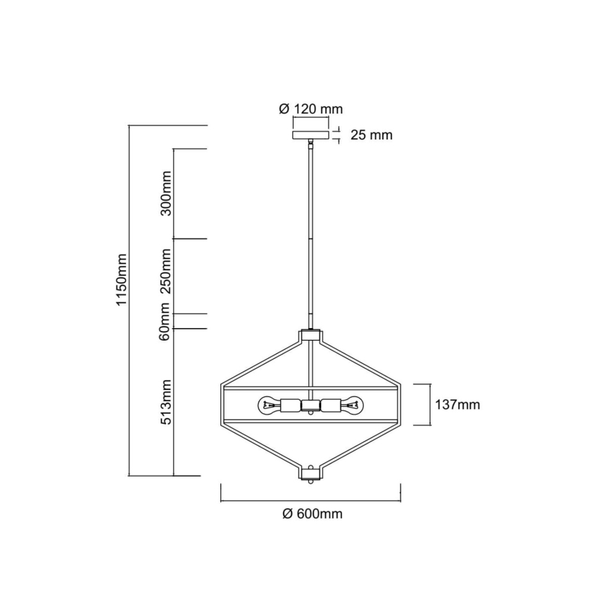 Open Design OR85839 - Lámpara colgante con varilla ZUNDO 4xE27/15W/230V latón/blanco
