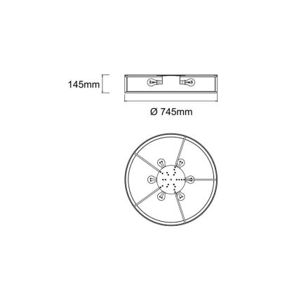 Open Design OR86034 - Lámpara de techo ZALINDRO 6xE27/15W/230V Ø 74,5 cm blanco/latón
