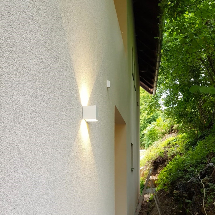 Aplique LED para exterior CUBE 2xLED/3W/230V IP54 blanco