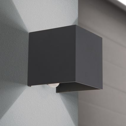 Aplique de pared LED para exterior con sensor de movimiento y crepuscular CUBE-S LED/13W/230V IP54 antracita