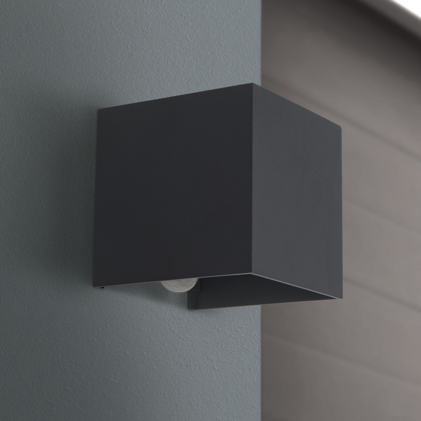Aplique de pared LED para exterior con sensor de movimiento y crepuscular CUBE-S LED/13W/230V IP54 antracita