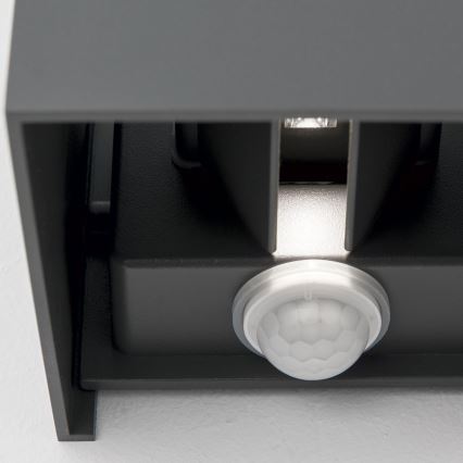 Aplique de pared LED para exterior con sensor de movimiento y crepuscular CUBE-S LED/13W/230V IP54 antracita