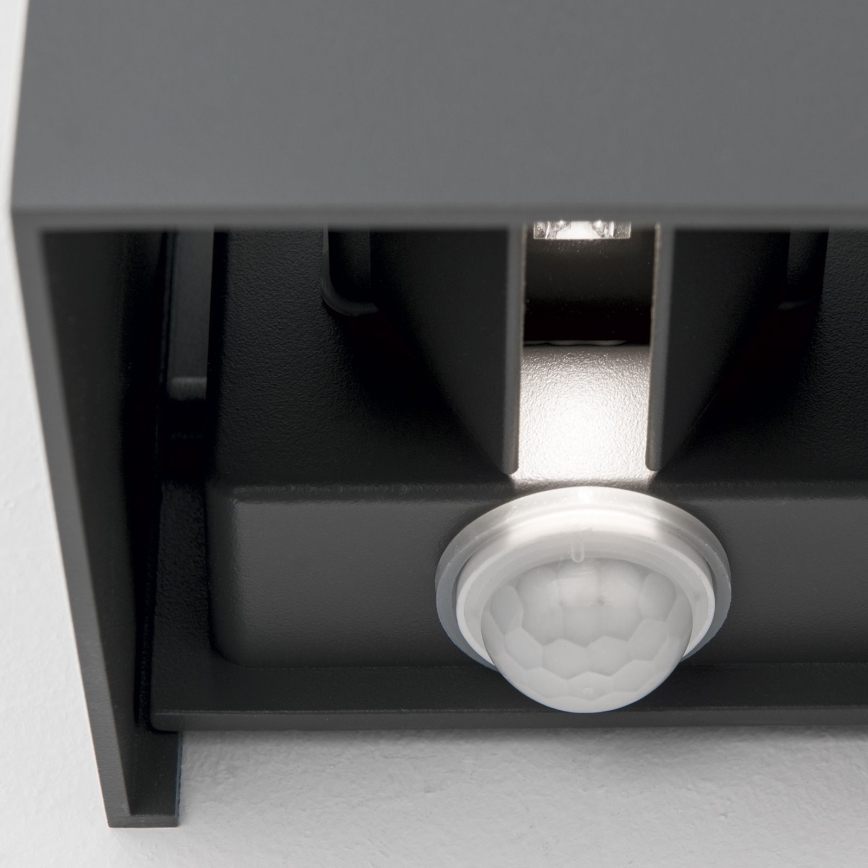 Aplique de pared LED para exterior con sensor de movimiento y crepuscular CUBE-S LED/13W/230V IP54 antracita