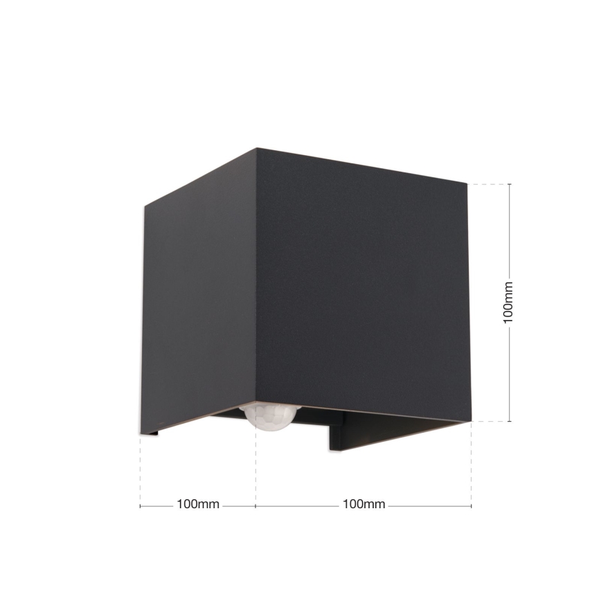 Aplique de pared LED para exterior con sensor de movimiento y crepuscular CUBE-S LED/13W/230V IP54 antracita