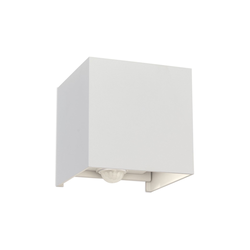 Aplique de pared LED para exterior con sensor de movimiento y crepuscular CUBE-S LED/13W/230V IP54 blanco