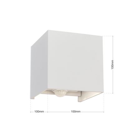 Aplique de pared LED para exterior con sensor de movimiento y crepuscular CUBE-S LED/13W/230V IP54 blanco