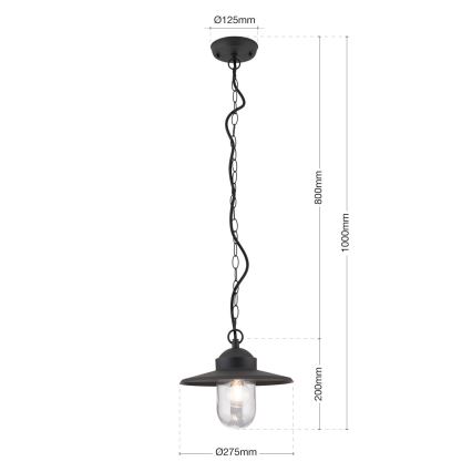 Lámpara colgante de exterior EDWARD 1xE27/60W/230V IP44 negro