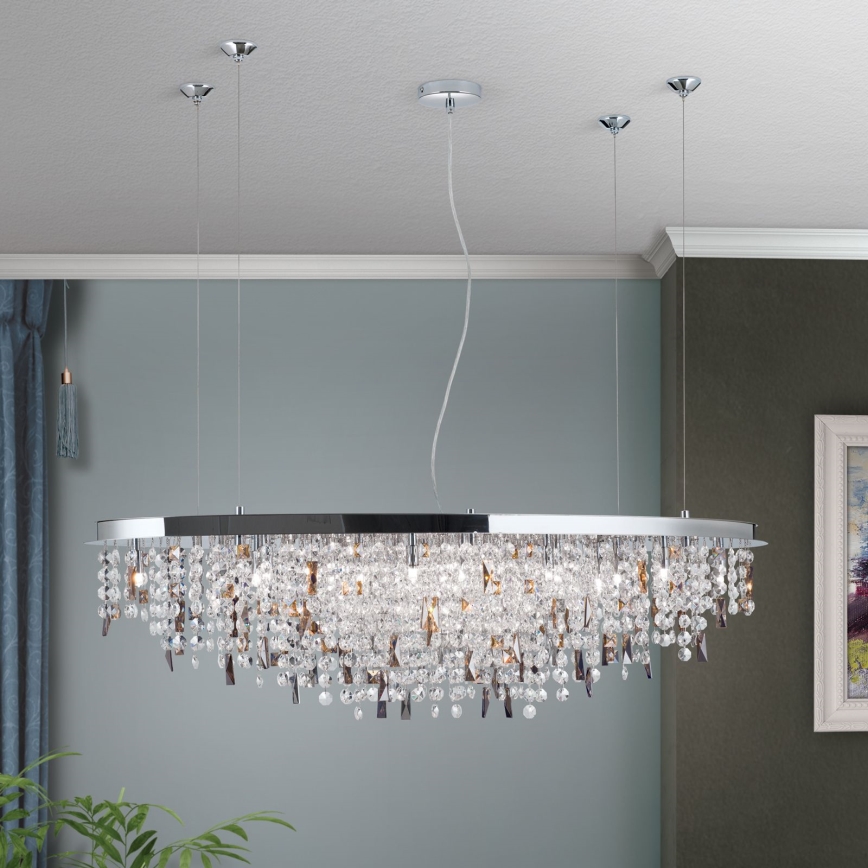 Araña de cristal CRYSTALRIVER 21xG9/40W/230V cromo brillante
