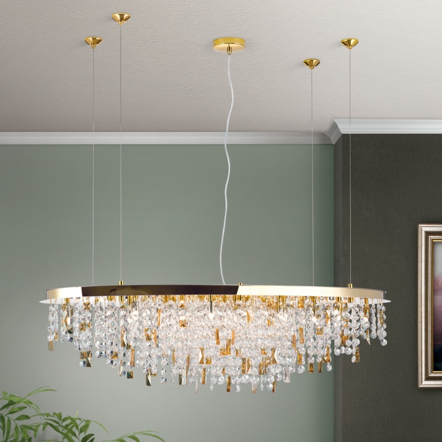 Araña de cristal CRYSTALRIVER 21xG9/40W/230V dorado