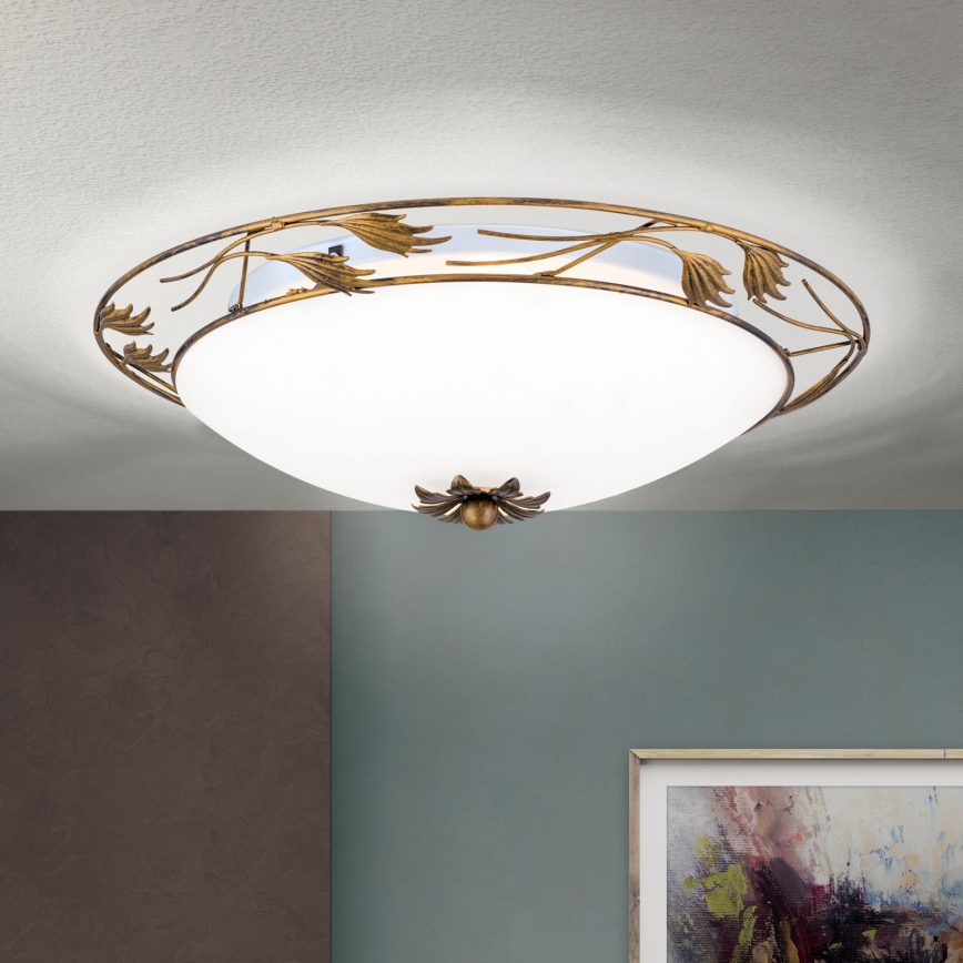 Plafón FLEUR 3xE27/60W/230V diá. 50 cm bronce