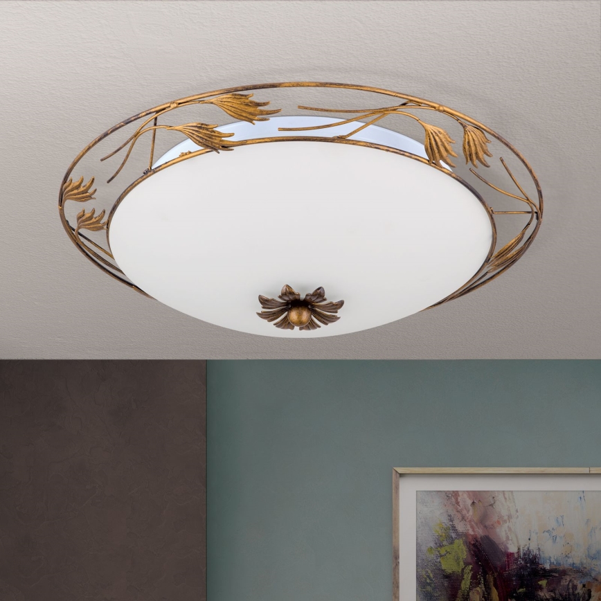 Plafón FLEUR 3xE27/60W/230V diá. 50 cm bronce