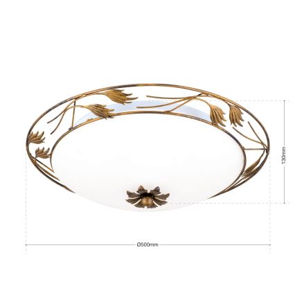 Plafón FLEUR 3xE27/60W/230V diá. 50 cm bronce