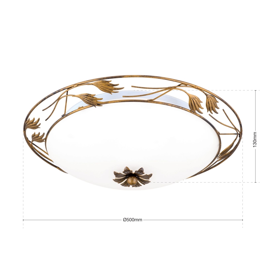 Plafón FLEUR 3xE27/60W/230V diá. 50 cm bronce