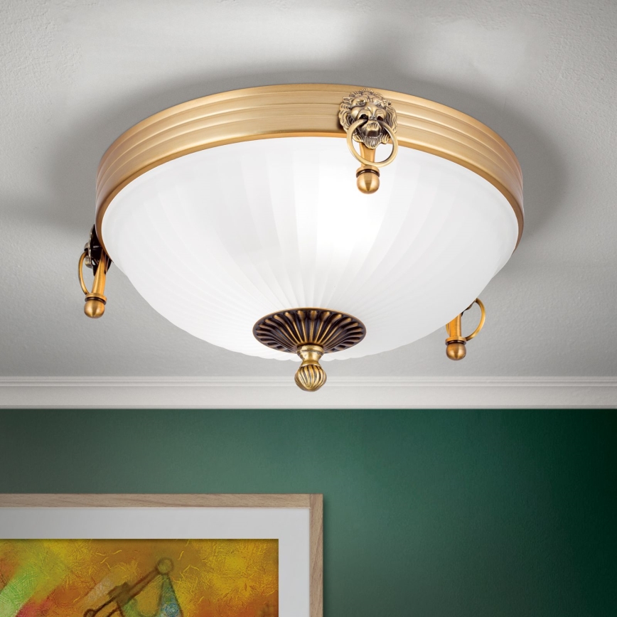 Plafón ROCCA 2xE27/60W/230V diá. 31 cm bronce/blanco