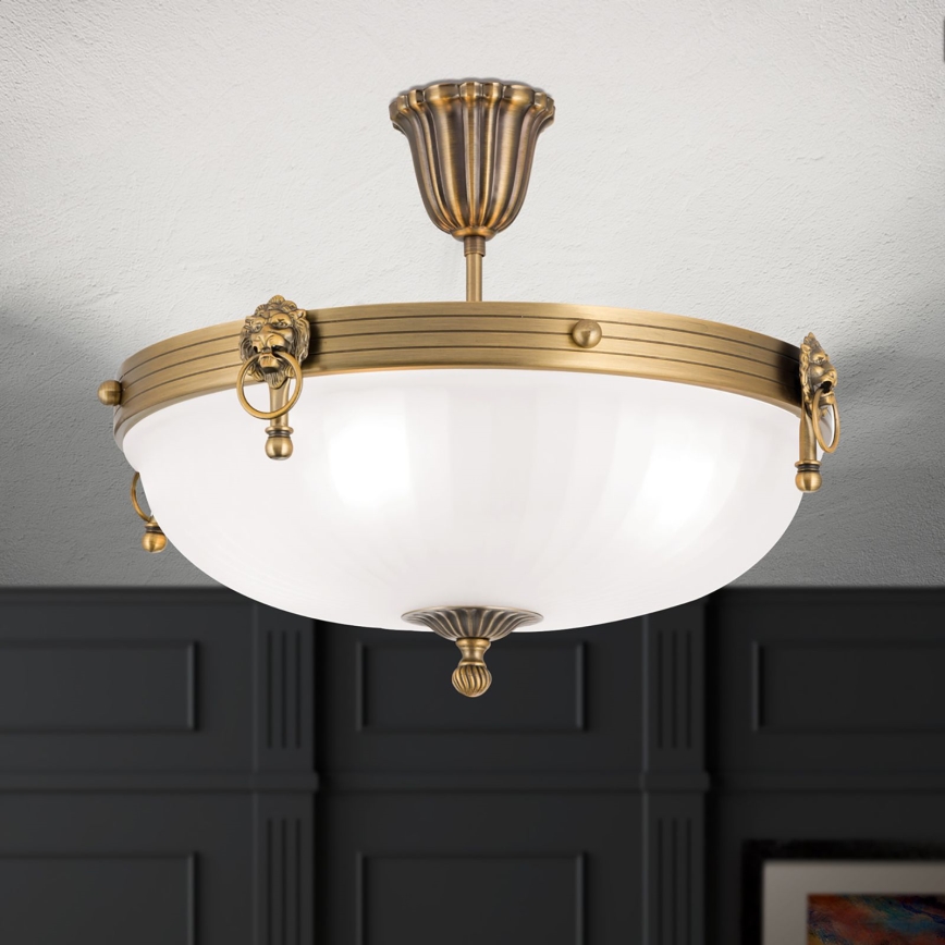 Lámpara de techo ROCCA 4xE27/60W/230V diá. 43 cm bronce/blanco