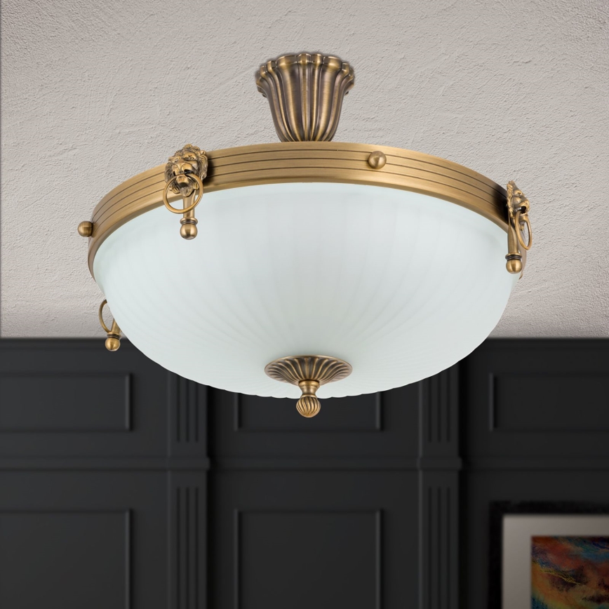 Lámpara de techo ROCCA 4xE27/60W/230V diá. 43 cm bronce/blanco