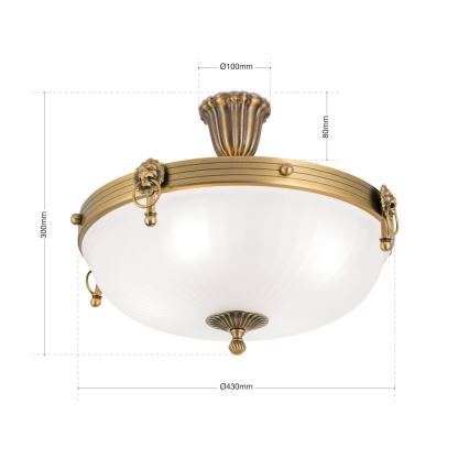 Lámpara de techo ROCCA 4xE27/60W/230V diá. 43 cm bronce/blanco