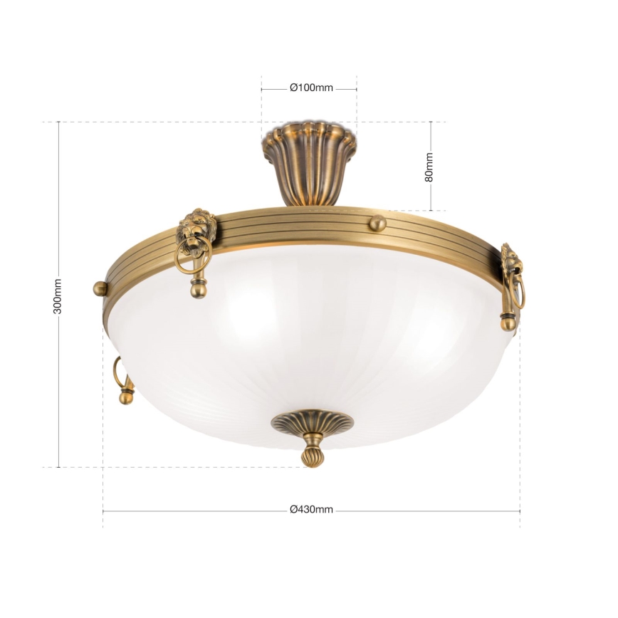 Lámpara de techo ROCCA 4xE27/60W/230V diá. 43 cm bronce/blanco