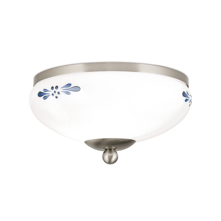 Plafón LANDHAUS 1xE27/60W/230V diá. 21 cm cromo mate/blanco