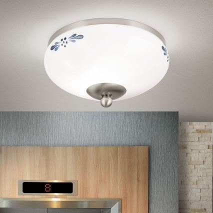 Plafón LANDHAUS 1xE27/60W/230V diá. 21 cm cromo mate/blanco